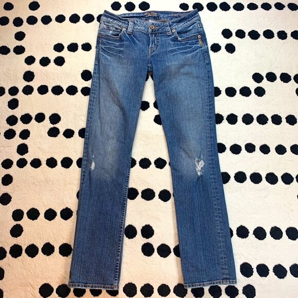 Vintage Y2K Silver Jeans Zofia Low Rise Straight Leg Distressed Jeans - Picture 1 of 14